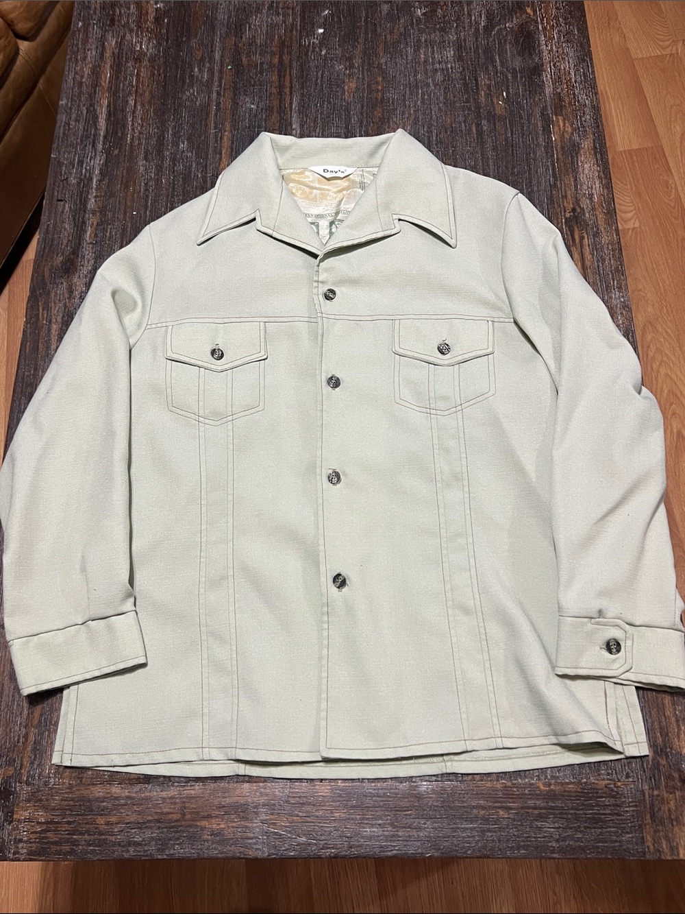 Vintage Days Leisure  Men's Light Sage Button-Front Shirt Jacket